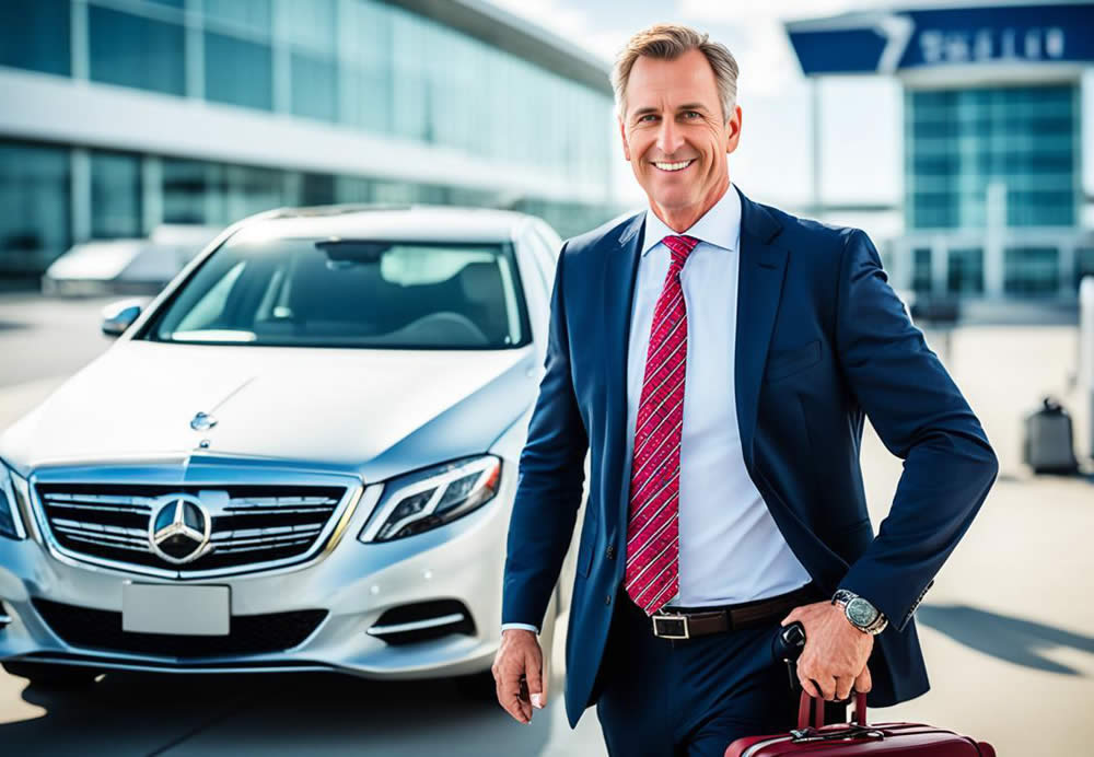 A man is standing in front of a mercedes
