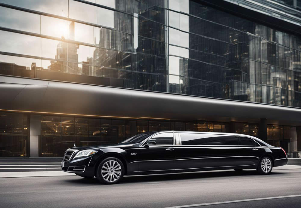 A black limousine on the street